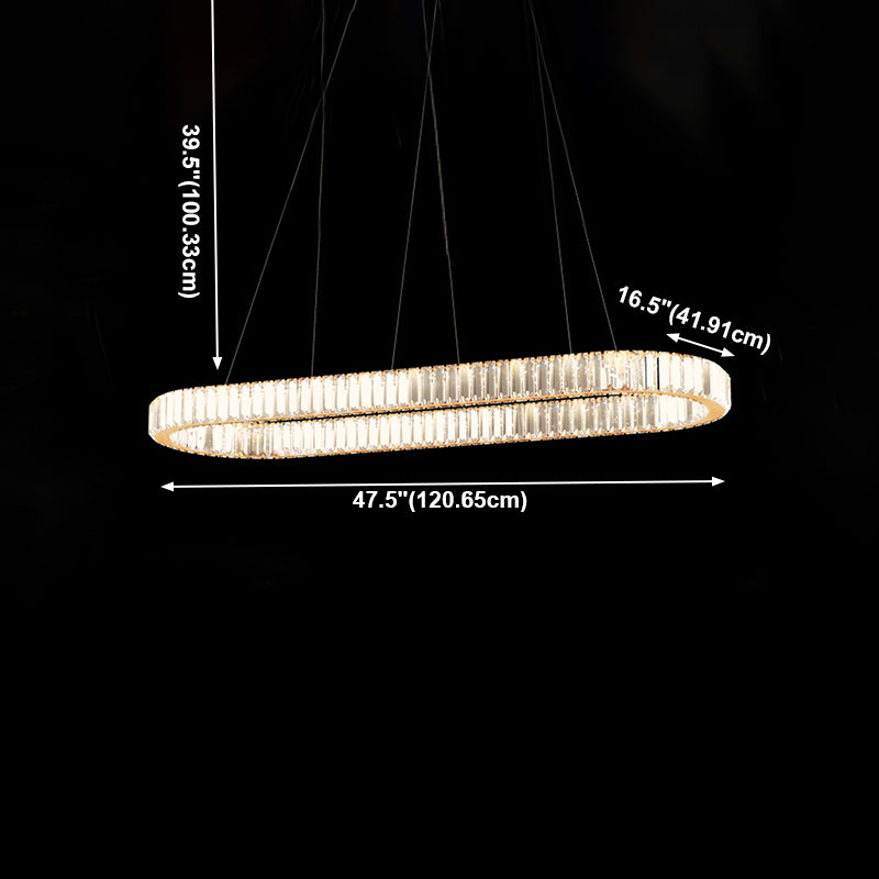 Contemporary Island Light Oval-Shaped Crystal Island Pendant Lights for Kitchen