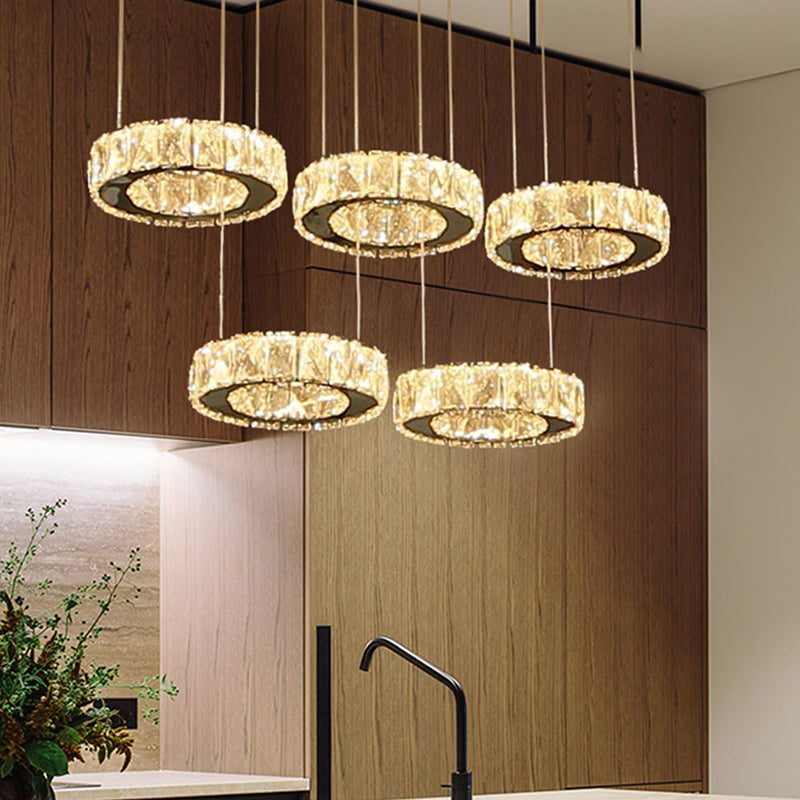 Contemporary Pendant Lights Circle Island Lighting Ideas Crystal for Kitchen Island