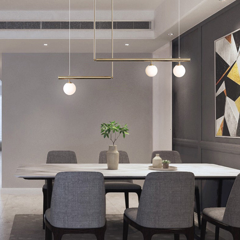 Luz de la isla de isla contemporánea Luz de techo de la isla de vidrio en oro para cocina