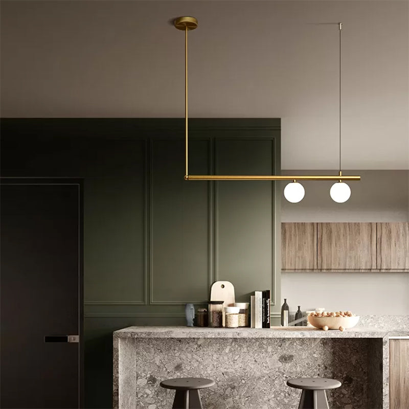 Luz de la isla de isla contemporánea Luz de techo de la isla de vidrio en oro para cocina