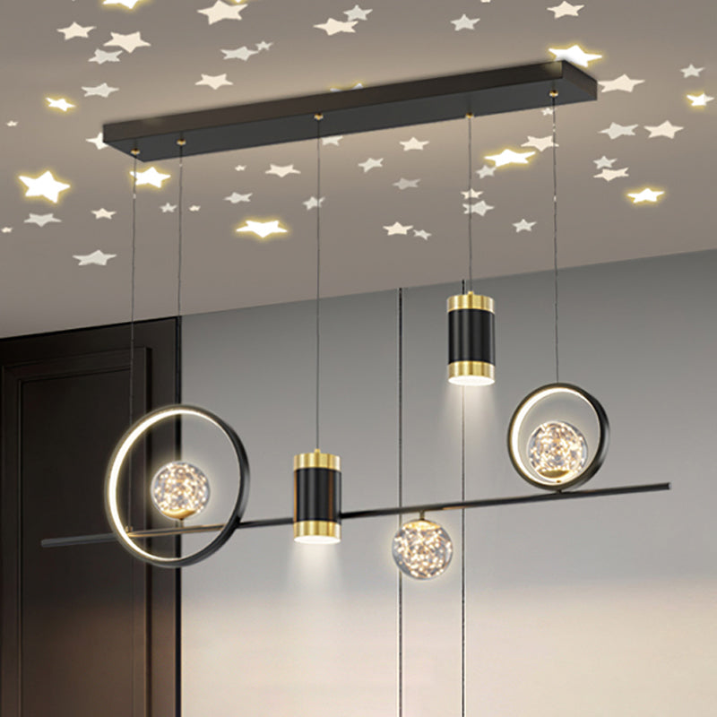 Zeitgenössisches Insel Licht Geometrisches Metall 7-Licht-Insel Deckenleuchte