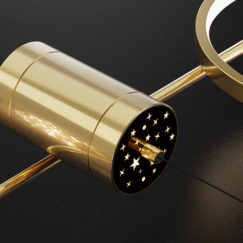 Zeitgenössisches Insel Licht Geometrisches Metall 7-Licht-Insel Deckenleuchte