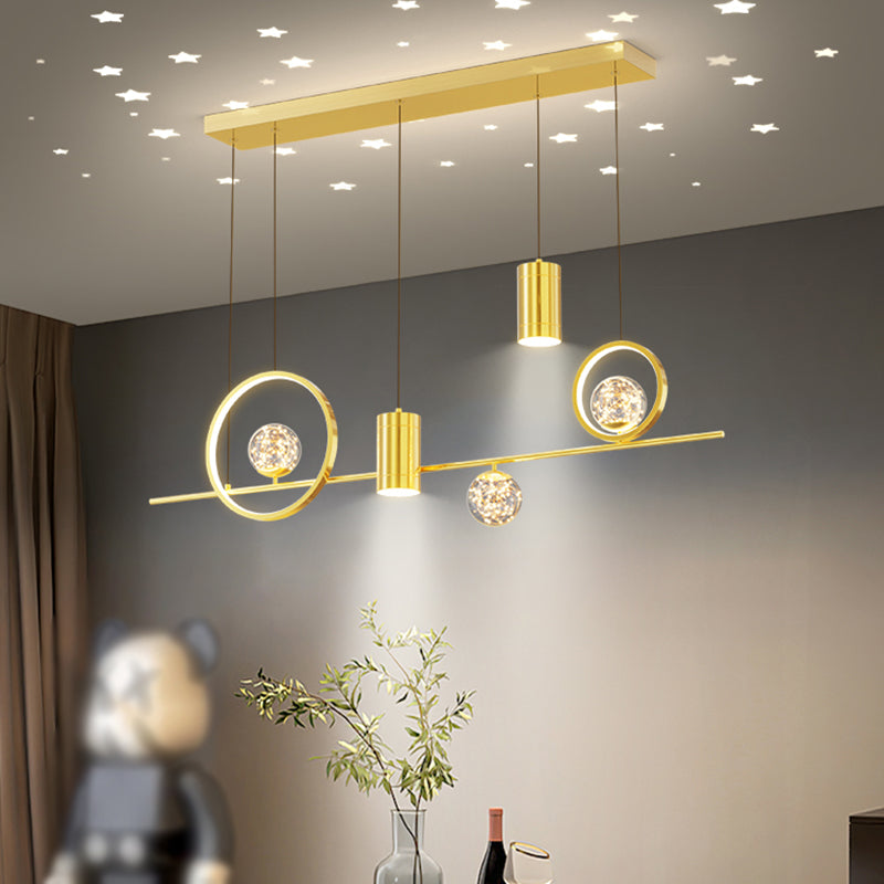 Zeitgenössisches Insel Licht Geometrisches Metall 7-Licht-Insel Deckenleuchte