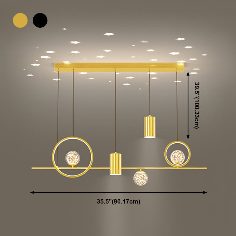 Zeitgenössisches Insel Licht Geometrisches Metall 7-Licht-Insel Deckenleuchte