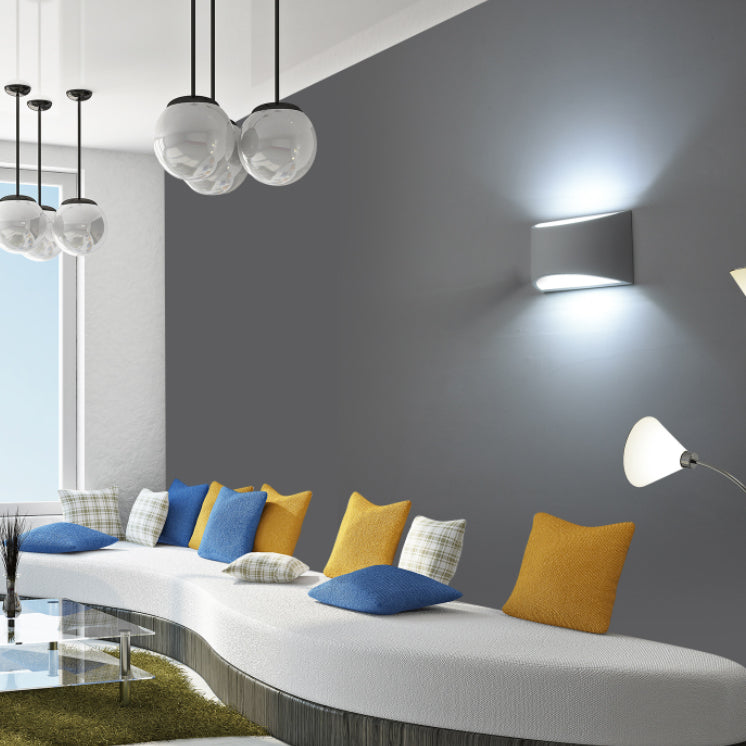 Halbzylinderform Wandbeleuchtung moderner Stil 2 Lichter Metallwand in Weiß montiert