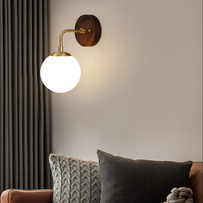 Holzkugel Wandleuchte moderne Stil 1 Licht Wandbeleuchtung Armaturen