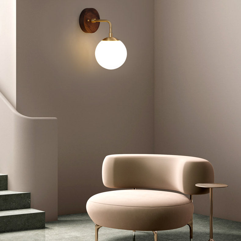 Holzkugel Wandleuchte moderne Stil 1 Licht Wandbeleuchtung Armaturen