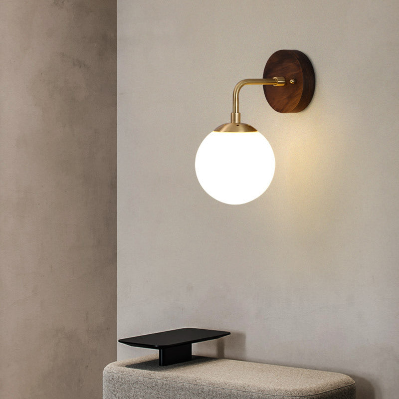 Holzkugel Wandleuchte moderne Stil 1 Licht Wandbeleuchtung Armaturen