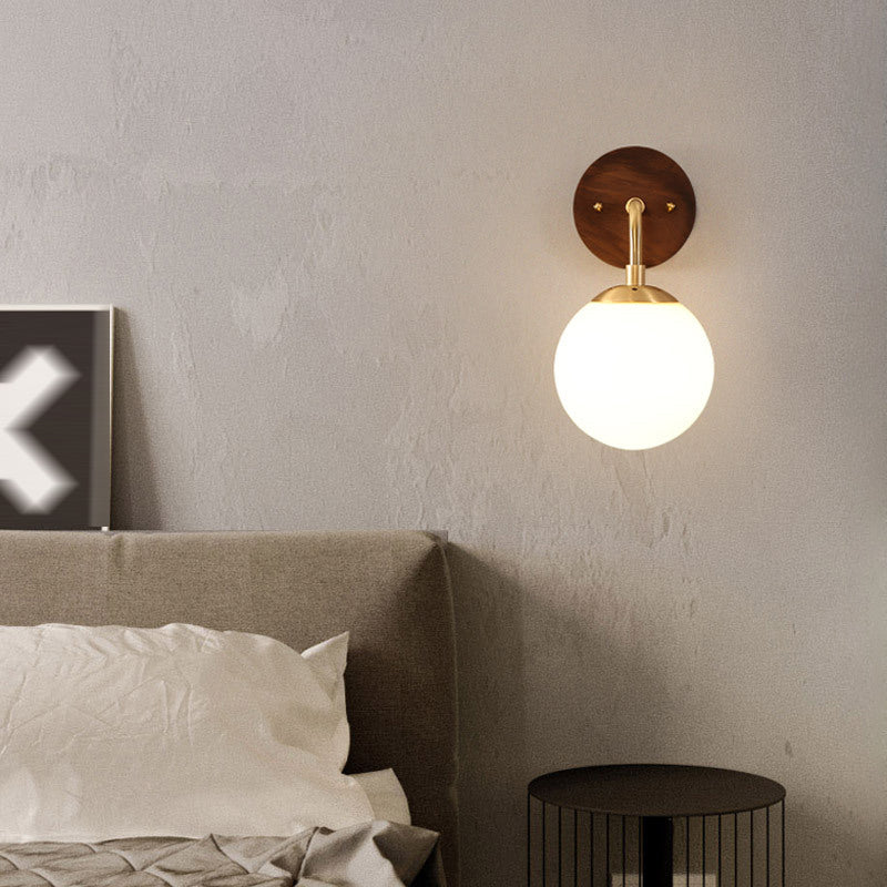 Holzkugel Wandleuchte moderne Stil 1 Licht Wandbeleuchtung Armaturen