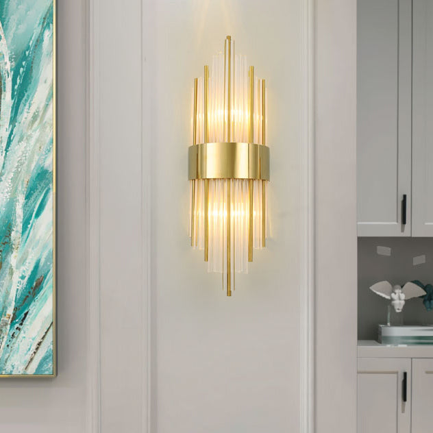 Kristallzylindrische Wandleuchte moderne Stil 2 Leuchten Wandmontierte Lampen