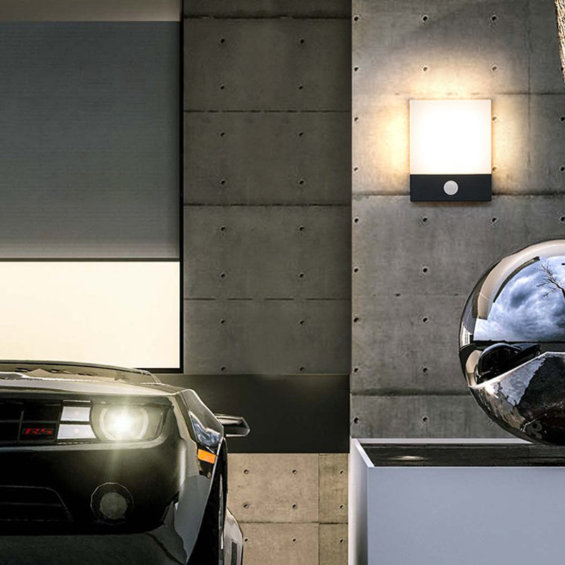 Quadratische Schatten Metallwandbeleuchtung moderner Stil 1 Licht Wand Licht Leuchte in Schwarz