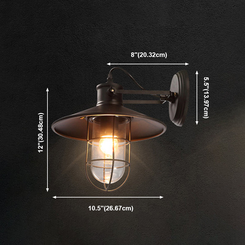 Geometric Shape Metal Wall Lighting Industrial Style Single Light Wall Mounted in Black