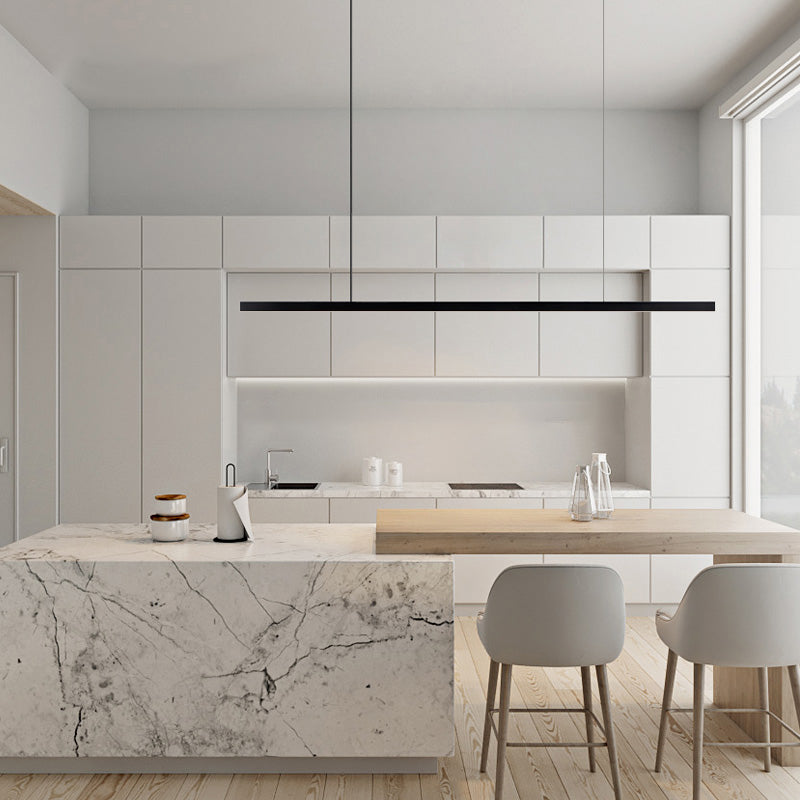 Zeitgenössische Küche Anhänger Leichtes lineares Metall 1 Light Island Lighting Idee