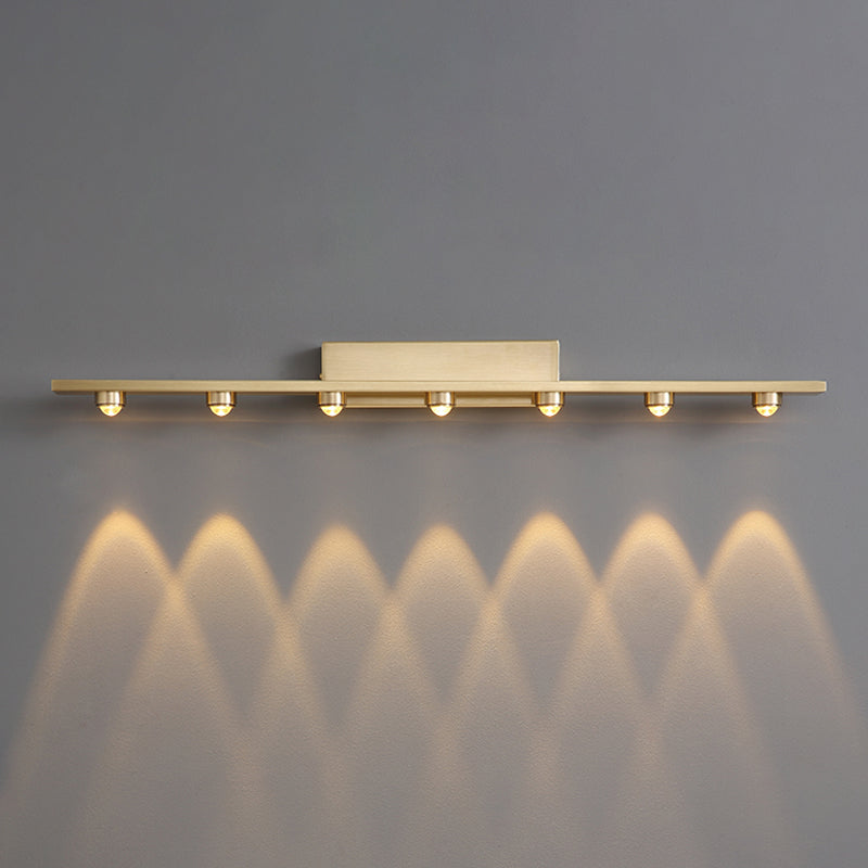 Modern Style Linear Shade Wall Sconce Metal Multi Lights Wall Mounted Lighting in Brass