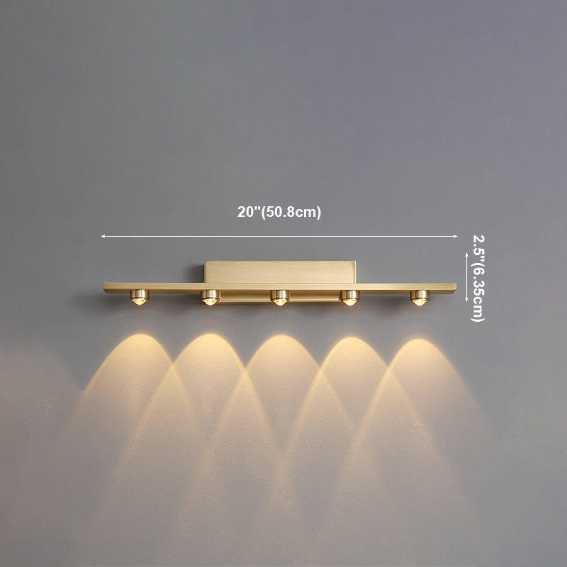 Modern Style Linear Shade Wall Sconce Metal Multi Lights Wall Mounted Lighting in Brass