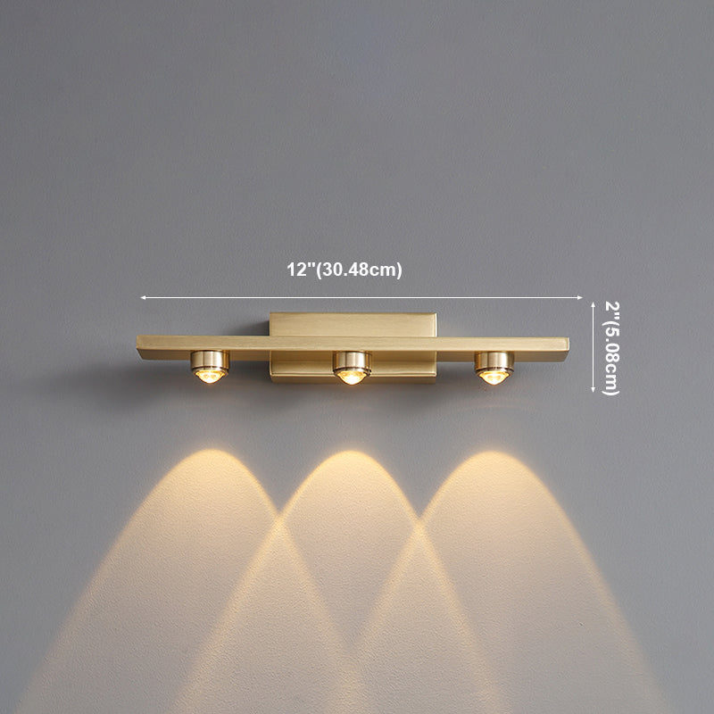 Modern Style Linear Shade Wall Sconce Metal Multi Lights Wall Mounted Lighting in Brass