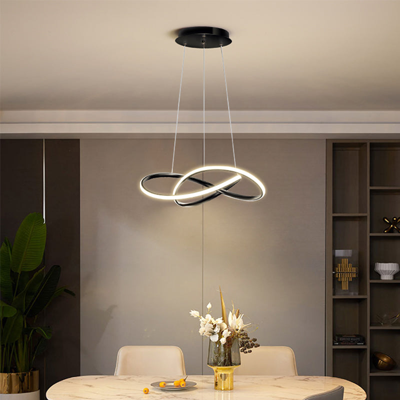 Lacquered Iron LED Pendant Light in Modern Luxury Style Acrylic Linear Chandelier for Dining Room