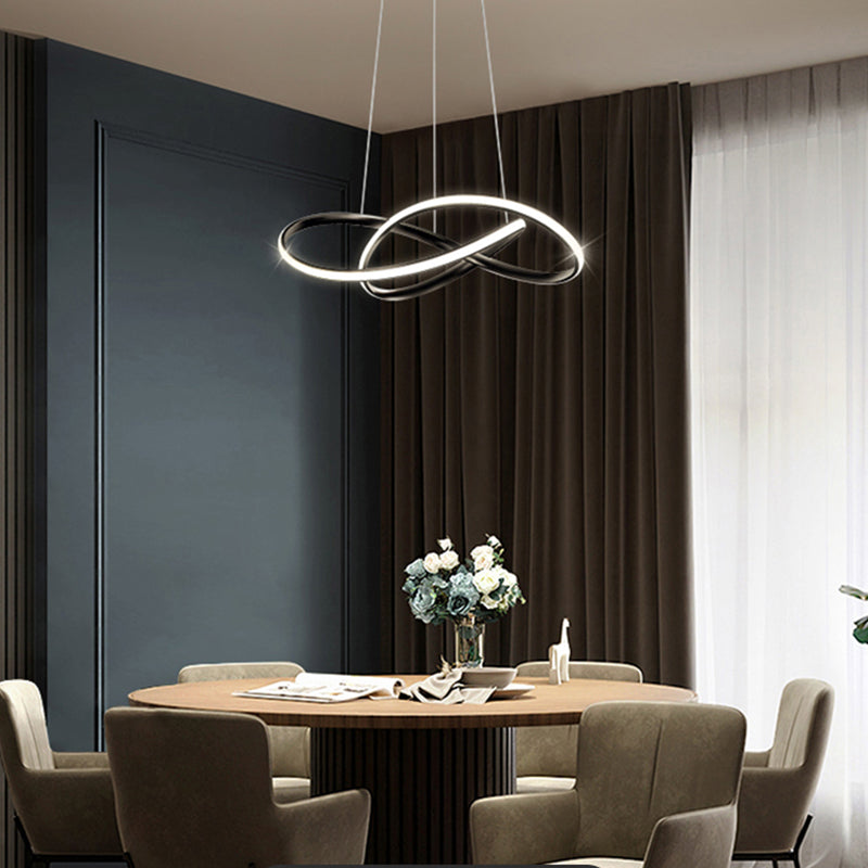 Lacquered Iron LED Pendant Light in Modern Luxury Style Acrylic Linear Chandelier for Dining Room