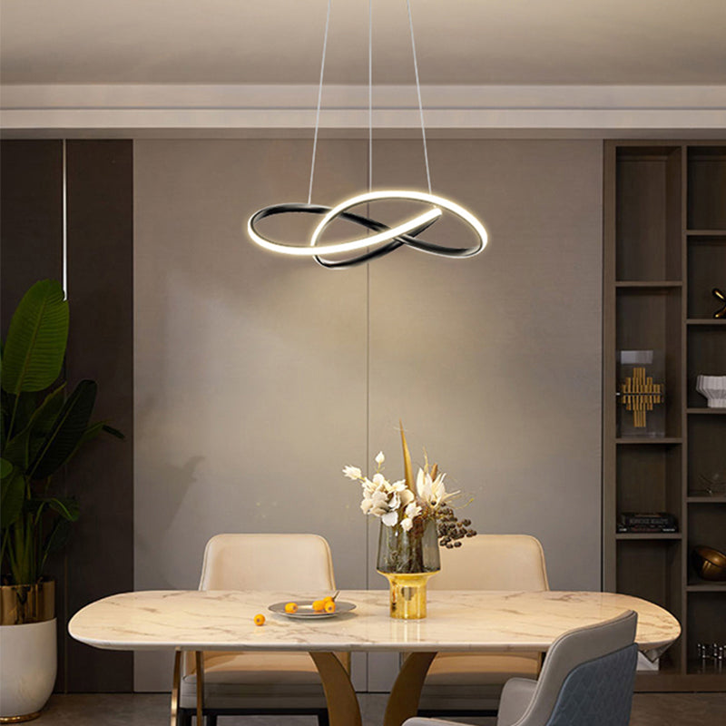 Lacquered Iron LED Pendant Light in Modern Luxury Style Acrylic Linear Chandelier for Dining Room
