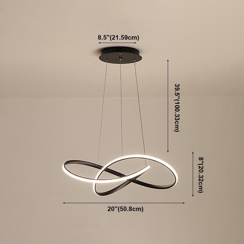 Lacquered Iron LED Pendant Light in Modern Luxury Style Acrylic Linear Chandelier for Dining Room