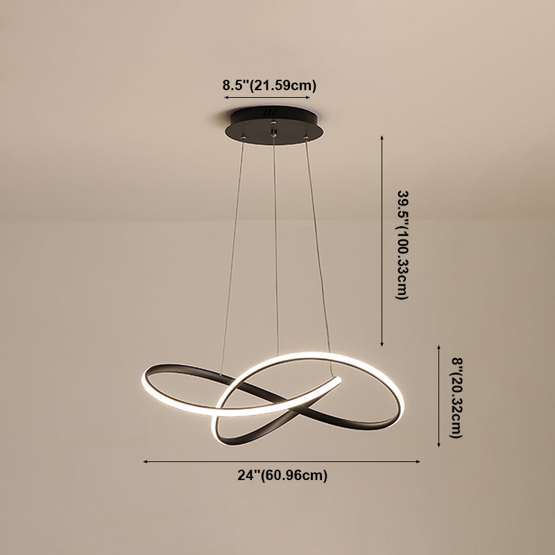 Lacquered Iron LED Pendant Light in Modern Luxury Style Acrylic Linear Chandelier for Dining Room