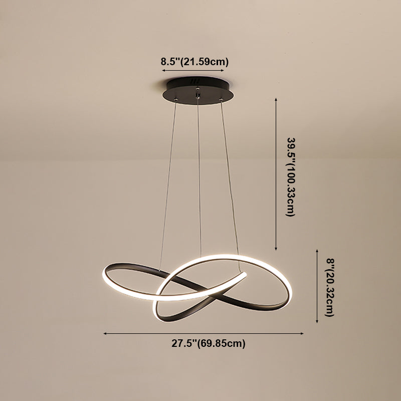 Lacquered Iron LED Pendant Light in Modern Luxury Style Acrylic Linear Chandelier for Dining Room