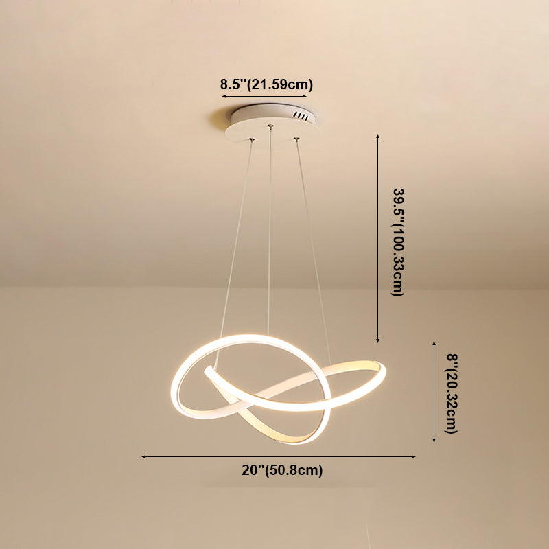 Lacquered Iron LED Pendant Light in Modern Luxury Style Acrylic Linear Chandelier for Dining Room