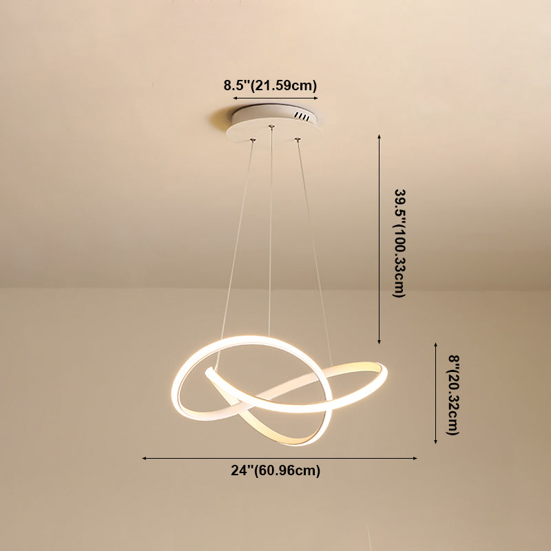 Lacquered Iron LED Pendant Light in Modern Luxury Style Acrylic Linear Chandelier for Dining Room