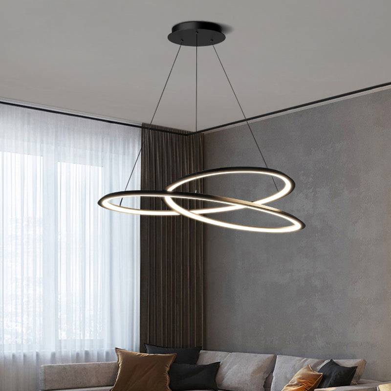 Modern Simplicity LED Chandelier Wrought Iron Linear Pendant Light with Acrylic Shade