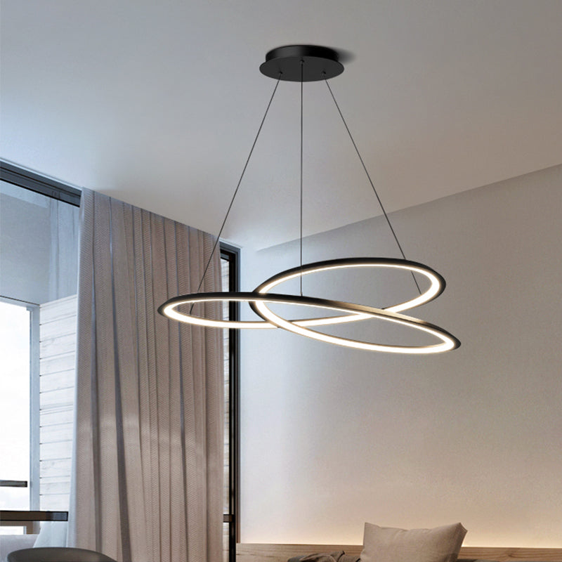 Modern Simplicity LED Chandelier Wrought Iron Linear Pendant Light with Acrylic Shade