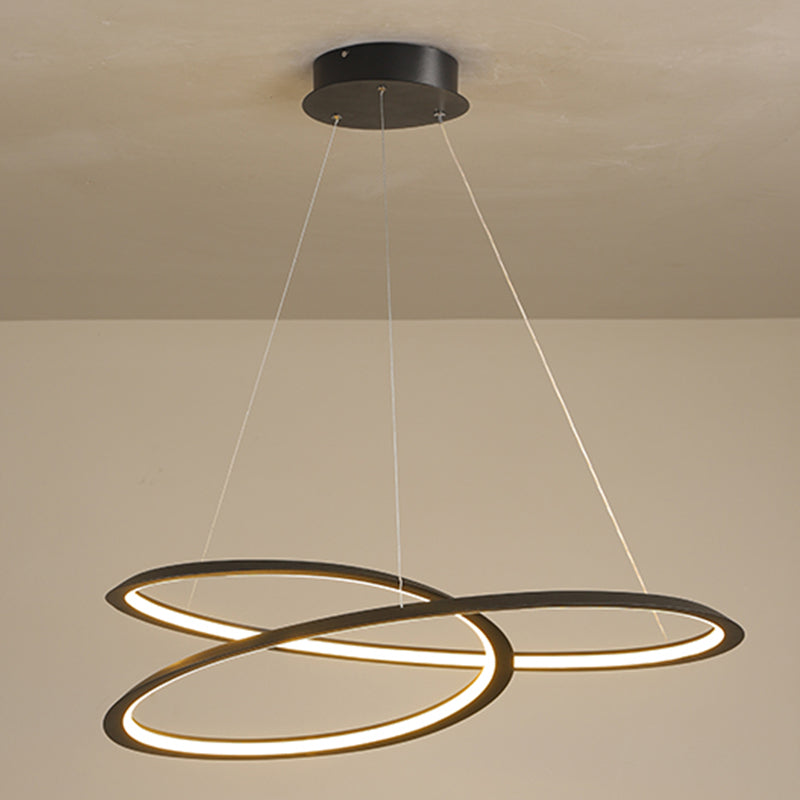 Modern Simplicity LED Chandelier Wrought Iron Linear Pendant Light with Acrylic Shade