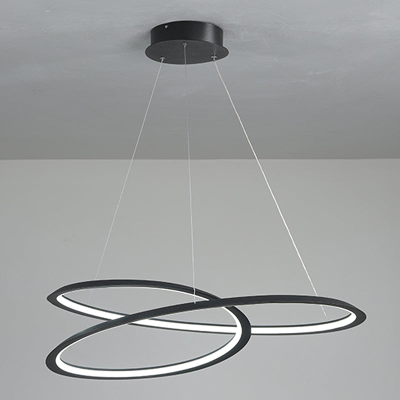 Modern Simplicity LED Chandelier Wrought Iron Linear Pendant Light with Acrylic Shade