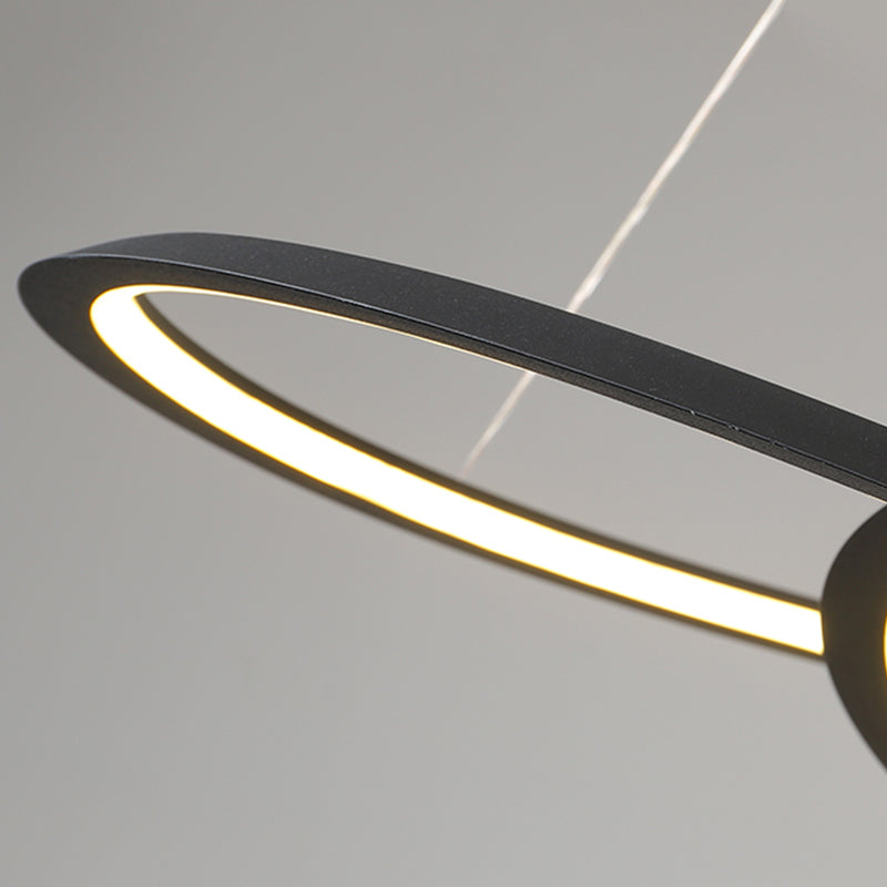 Modern Simplicity LED Chandelier Wrought Iron Linear Pendant Light with Acrylic Shade