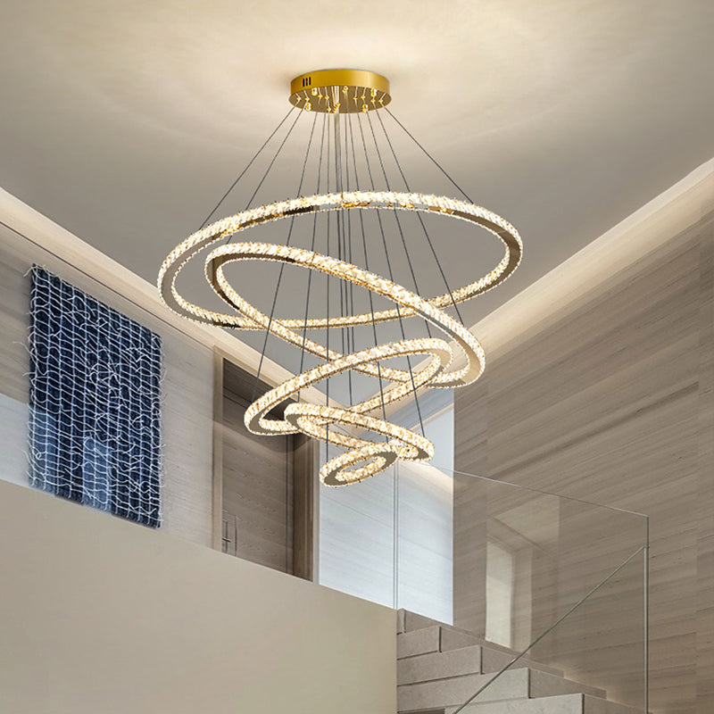 Contemporary Crystal Ceiling Hung Fixture Tiered Living Room Down Lighting Pendant