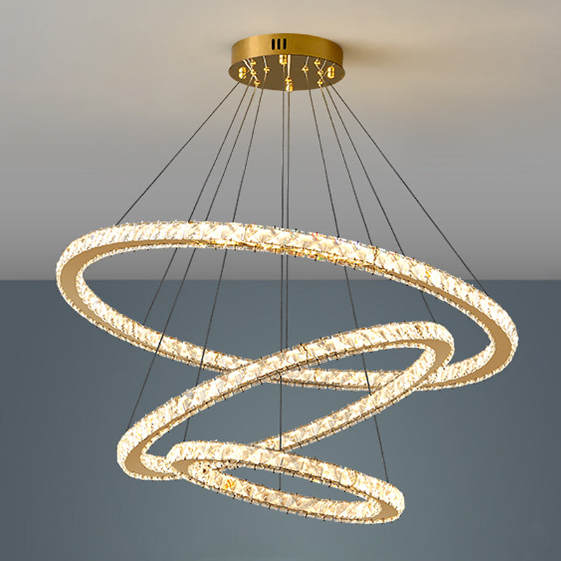 Contemporary Crystal Ceiling Hung Fixture Tiered Living Room Down Lighting Pendant