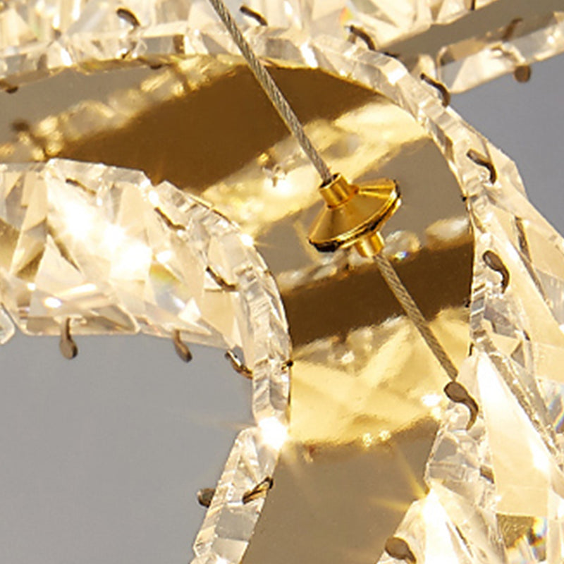 Contemporary Crystal Ceiling Hung Fixture Tiered Living Room Down Lighting Pendant