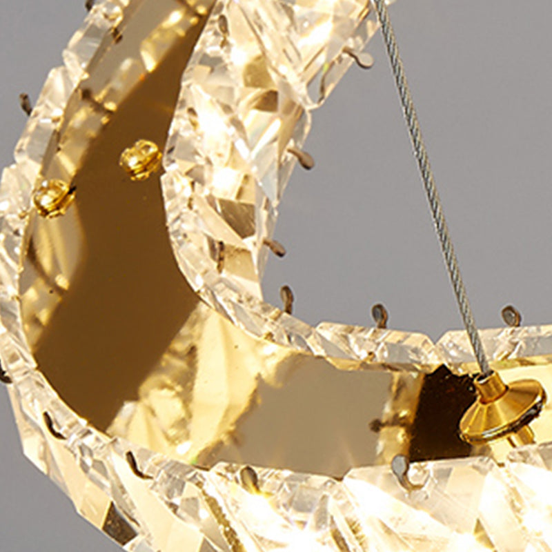 Contemporary Crystal Ceiling Hung Fixture Tiered Living Room Down Lighting Pendant