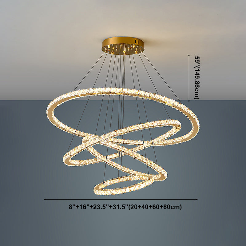 Contemporary Crystal Ceiling Hung Fixture Tiered Living Room Down Lighting Pendant