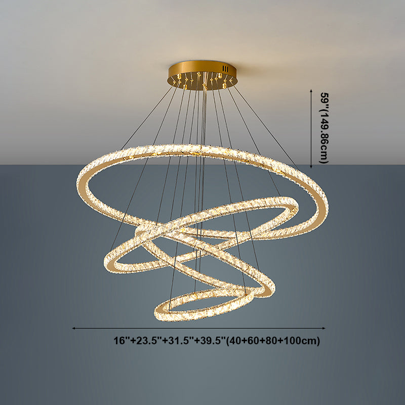 Contemporary Crystal Ceiling Hung Fixture Tiered Living Room Down Lighting Pendant