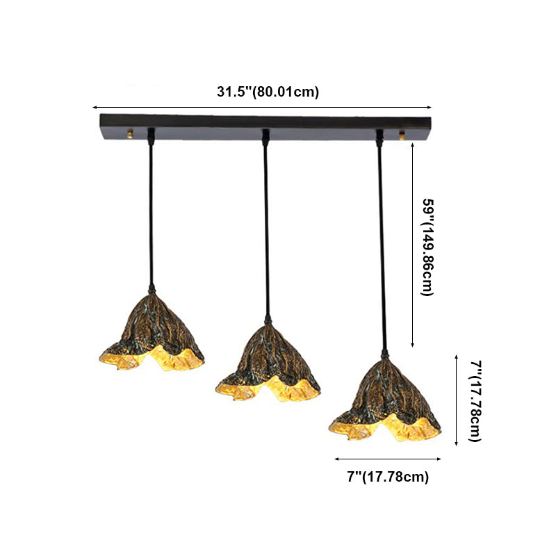 Forme de feuille de lotus flétrie Éclairage suspendu en métal de style postmoderne Lampe suspendue pour le chevet