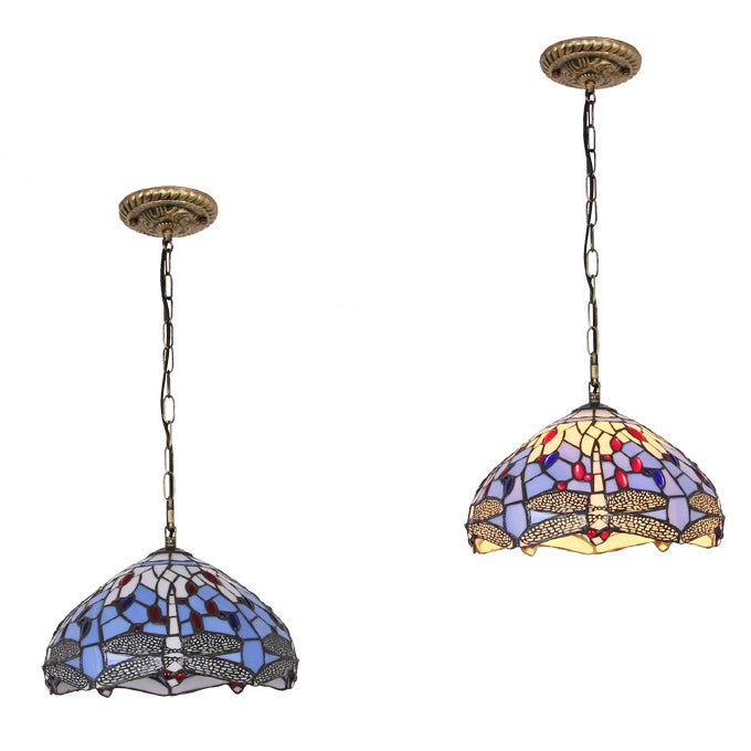Tiffany handgefertigtes Buntglas Hanging Lampe Dragonfly Hanging Pendelleuchte