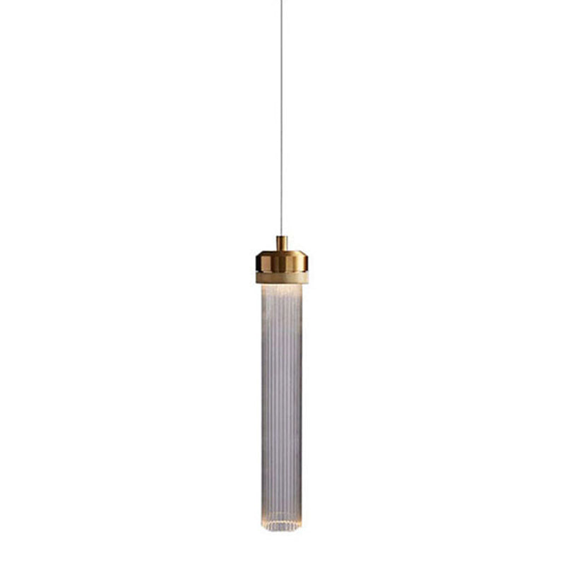 Contemporary Glass Hanging Light 1-Light Cylinder Suspension Pendant for Bedroom