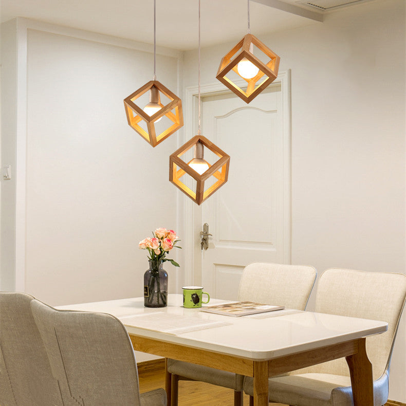 Lumières suspendues en bois massif moderne Géométrie Géométrie Alimin de support suspendu