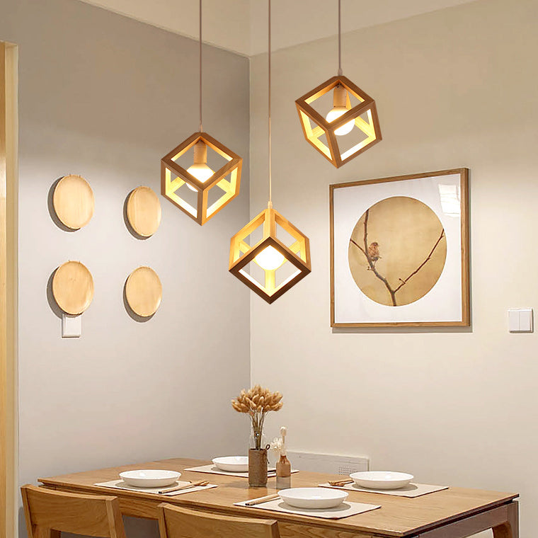 Lumières suspendues en bois massif moderne Géométrie Géométrie Alimin de support suspendu