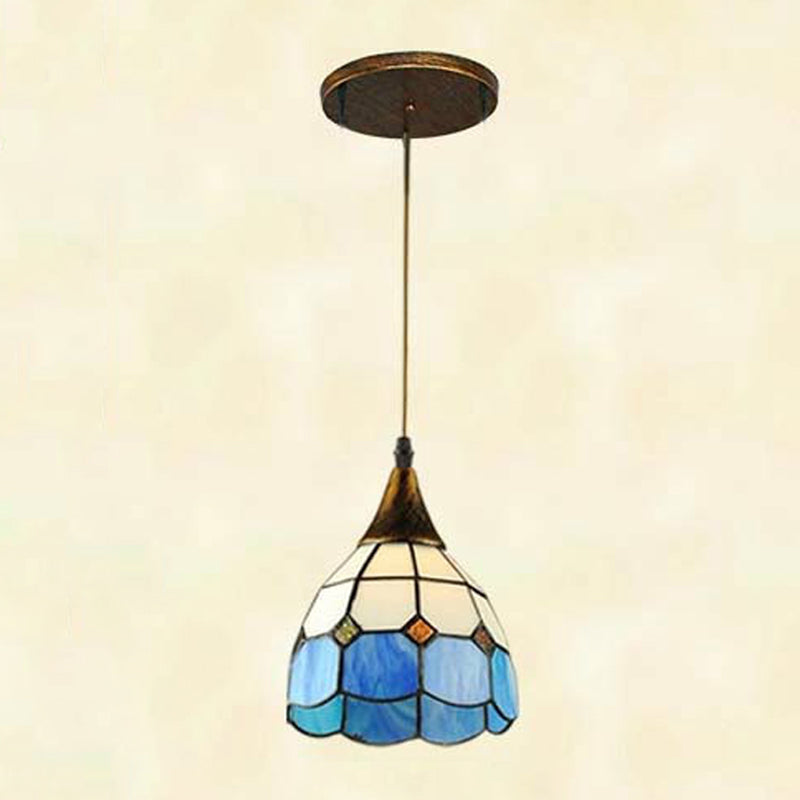 Forme de bol en verre Lumières suspendues Tiffany Style suspendu le montage pour restaurant