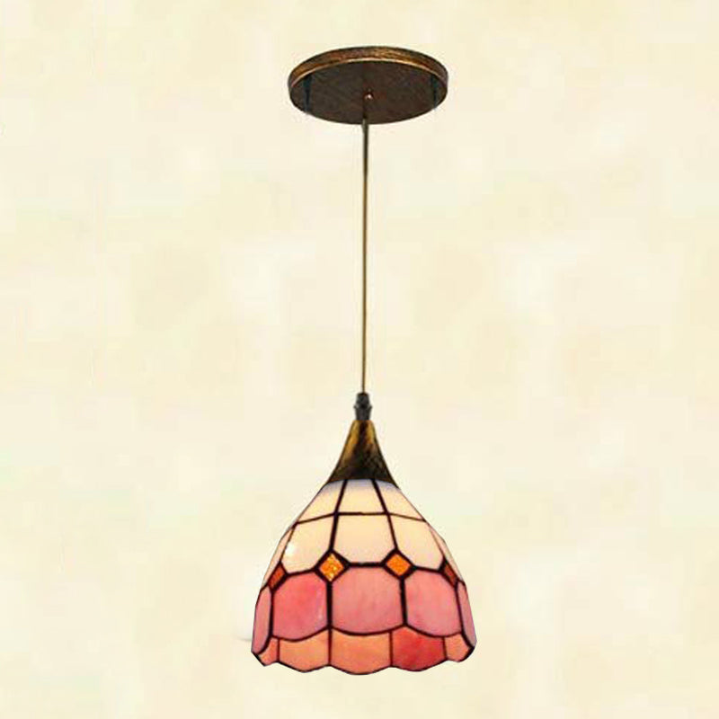 Glass Bowl Shape Hanging Lights Tiffany Style Hanging Mount Fixture for Restaurant