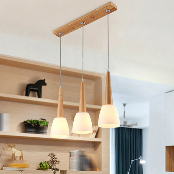 Verre Unique Forme suspendue Lumières Modern Style en bois suspendu le montage