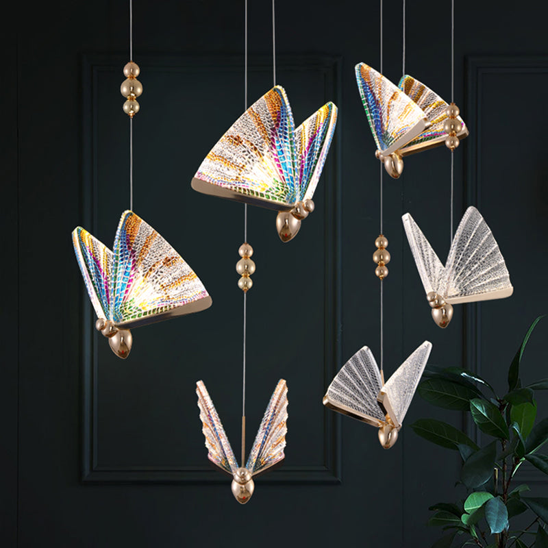 Métal Butterfly Shade Hanging Lights Modern Style 1 Light Hanging Mount Fixture For Dining Room