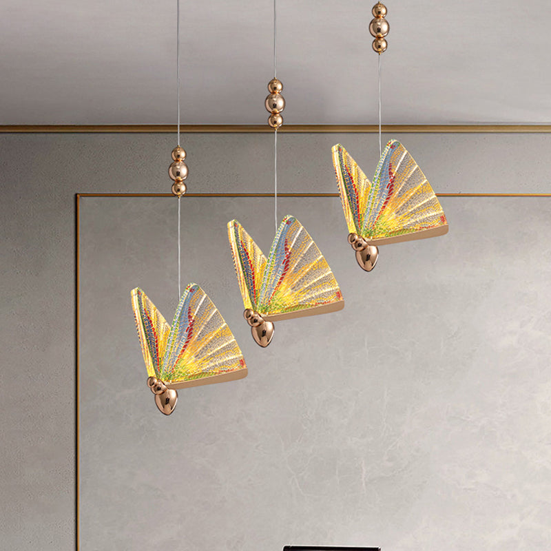 Métal Butterfly Shade Hanging Lights Modern Style 1 Light Hanging Mount Fixture For Dining Room