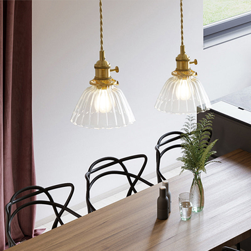 1-Light Hanging Pendant Industrial Style Glass Hanging Lighting for Living Room